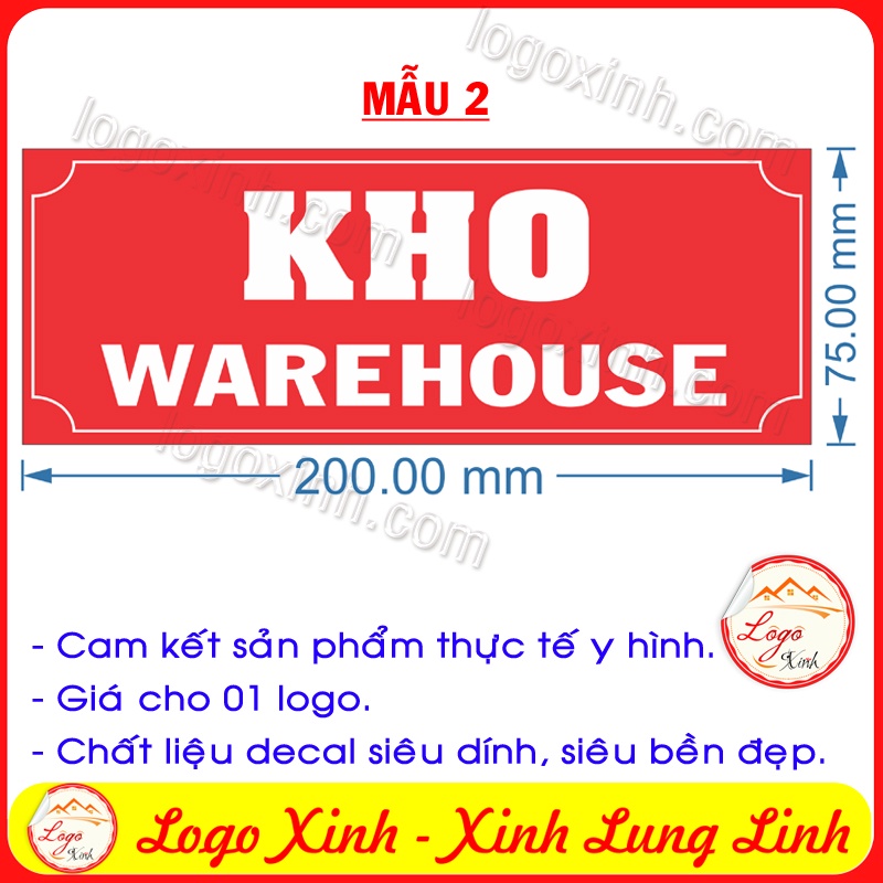 LOGO TEM STICKER BIẾN NHÀ KHO, KHO BÃI, WAREHOUSE DÙNG CHO VĂN PHÒNG CÔNG TY, CƠ QUAN, NHÀ XƯỞNG...