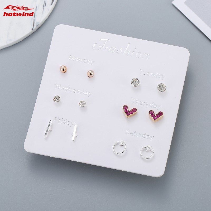 Bộ 6 cặp hoa tai đính đá thời trang xinh xắn cho nữ