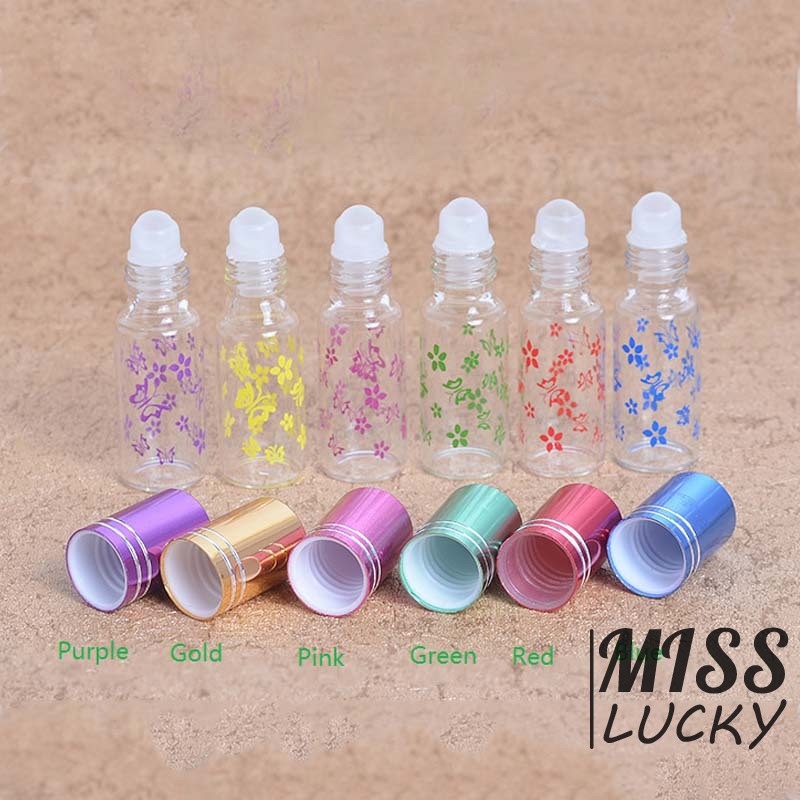 Chai đựng tinh dầu dung tích 5ml chất liệu thép không gỉ và thủy tinh họa tiết bướm xinh xắn