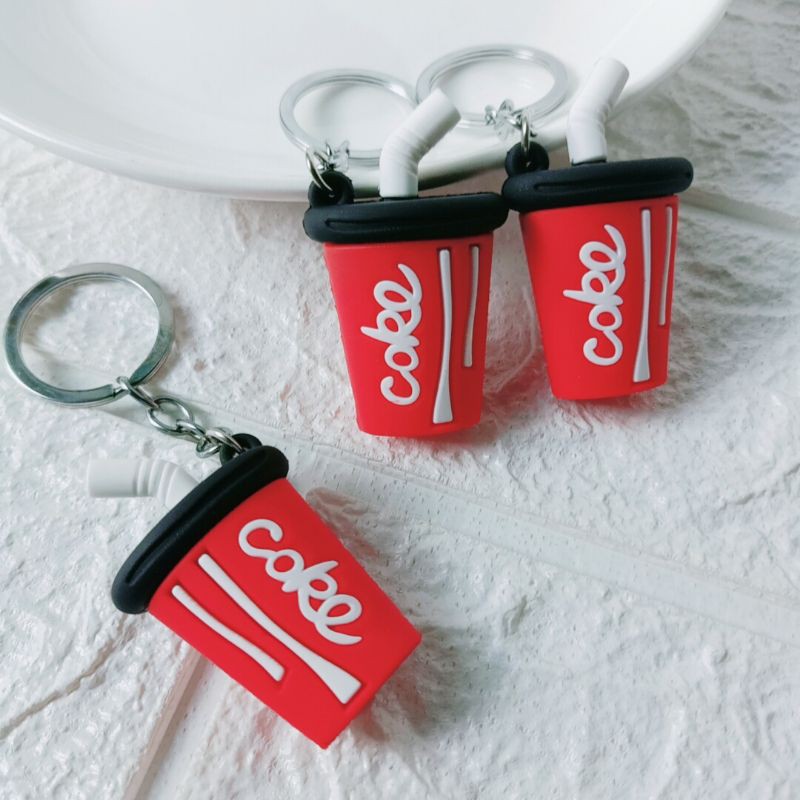 Móc khóa hình ly nước mini COKE siêu đẹp, móc khóa cute dễ thương