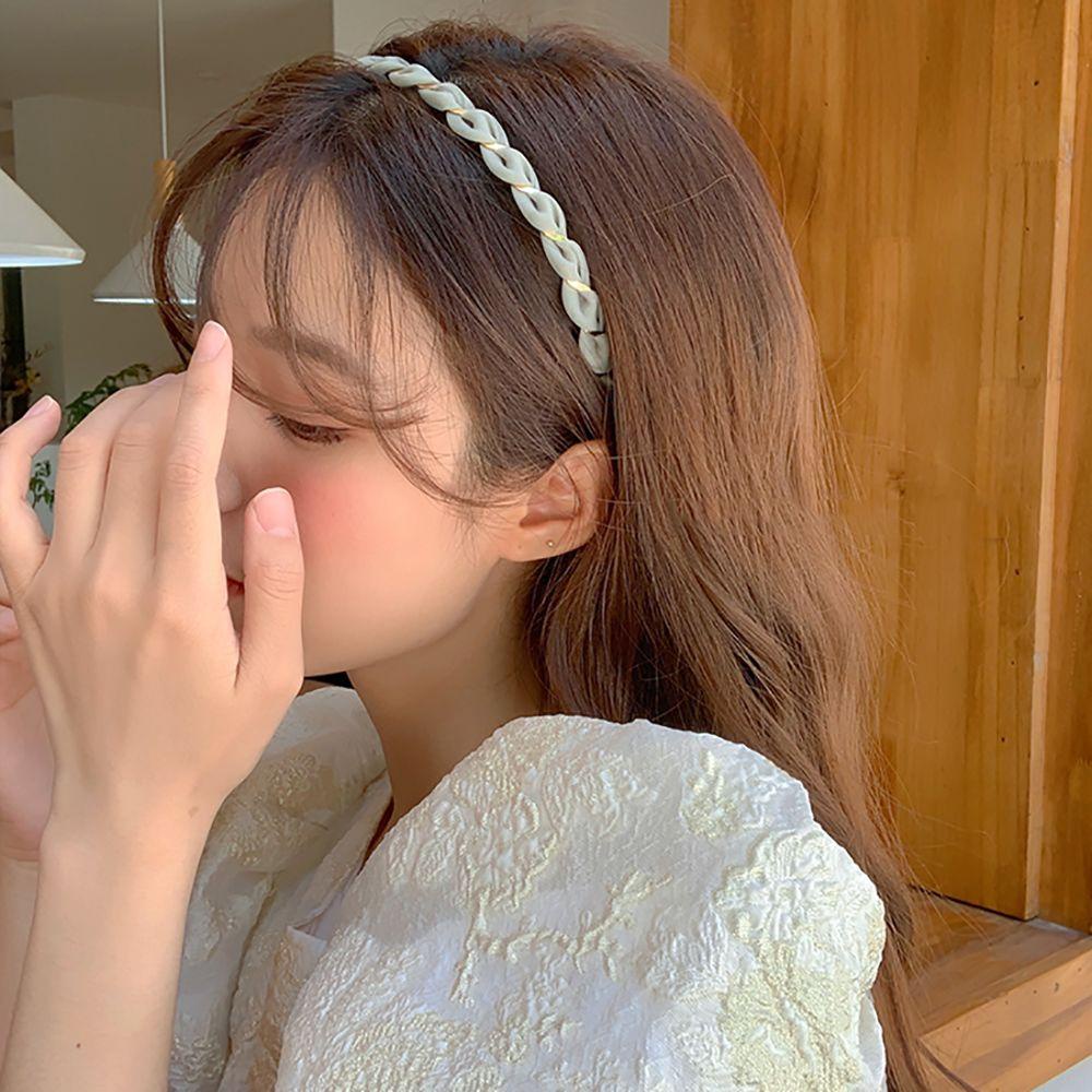 ANEMONE Băng Đô Cài Tóc Bằng Vải Lưới Phối Kim Loại Phong Cách Hàn Quốc Thanh Lịch Dành Cho Nữ