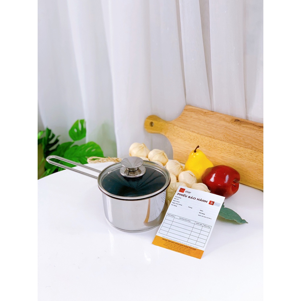 [ BẢO HÀNH 5 NĂM] Nồi/Quánh Chống Dính Nấu Cháo Bột 3 Đáy Từ Inox 430 Fivestar (12cm/14cm) Babibu