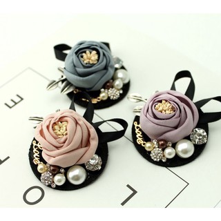 Cài áo Hoa Hồng bằng vải lụa handmade mã 19