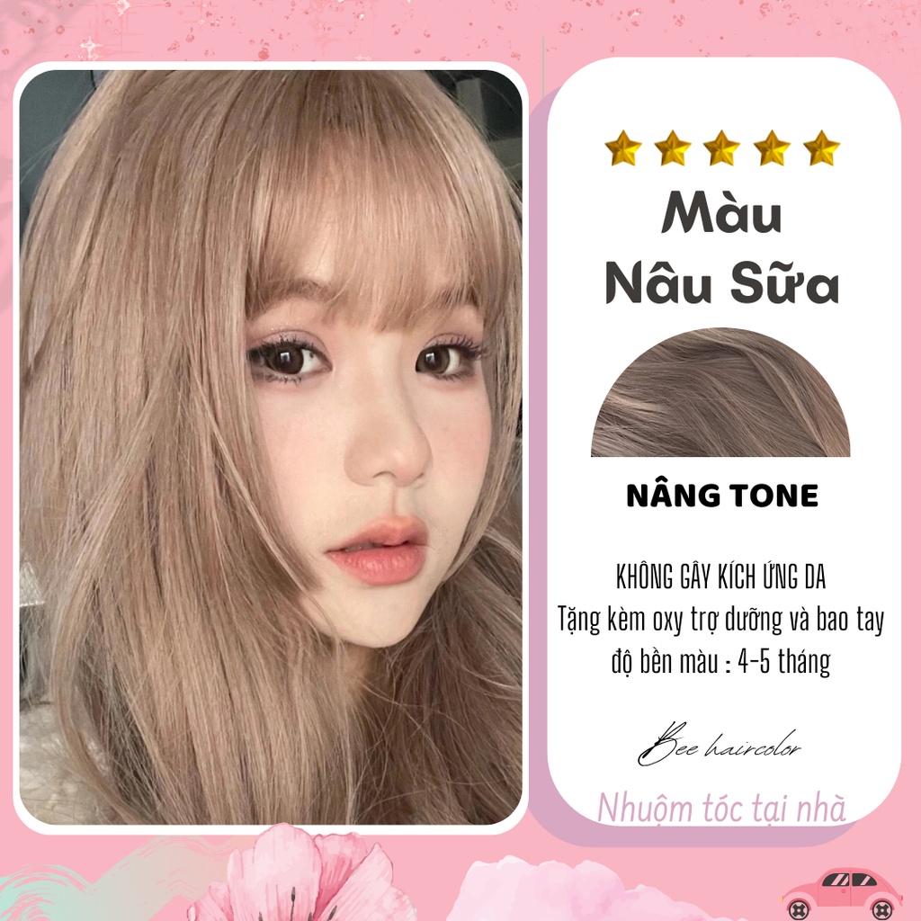 Thuốc Nhuộm Tóc Nâu Sữa . Tặng kèm Trợ Dưỡng + Bao tay.