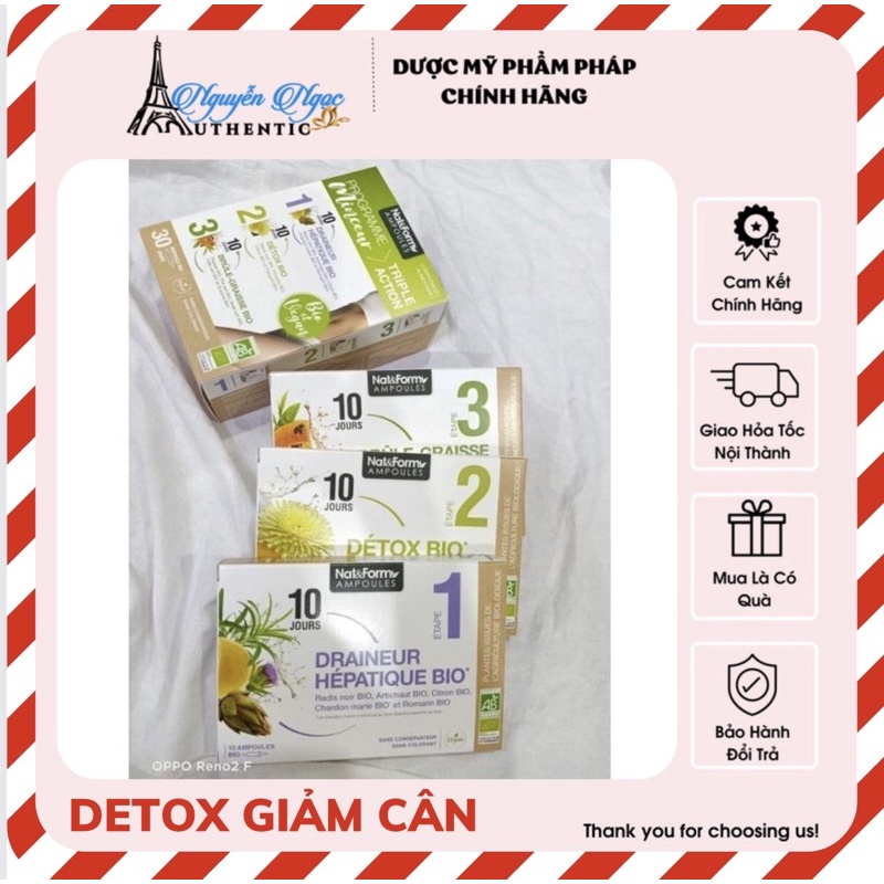 DETOX Giảm cân Gan Thận Da Thanh lọc cơ thể 3 Giai Đoạn Arkopha Pháp