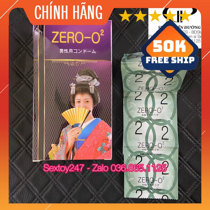 Bao Cao Su Nhật Bản Mỏng Trơn Zero O2 Hộp 12 Bcs