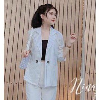 [CÓ VIDEO] ÁO VEST SỌC TRẮNG, KHOÁC BLAZER NỮ KẺ SỌC, VIDEO ẢNH THẬT SÀN 100%