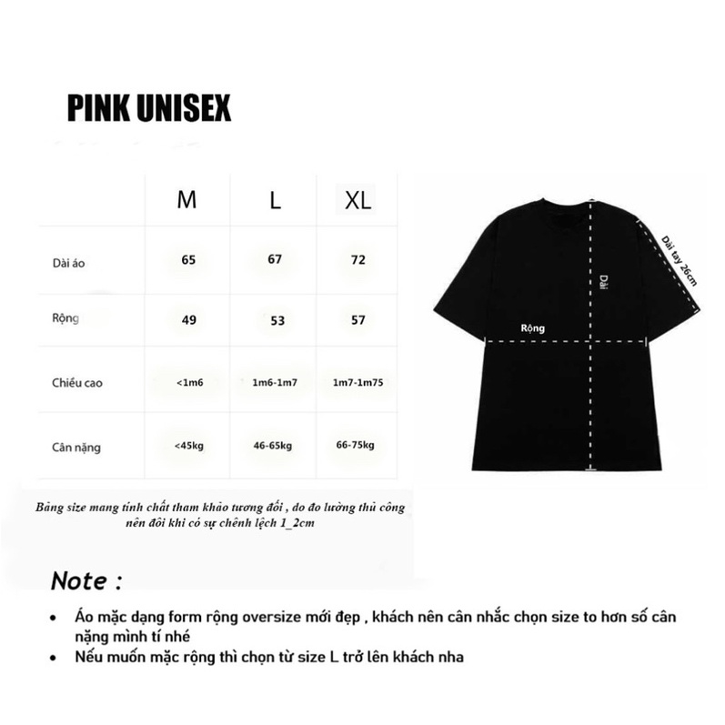 Áo thun phông logo tay nam nữ PINK tay lỡ form rộng ON VACATION Unisex