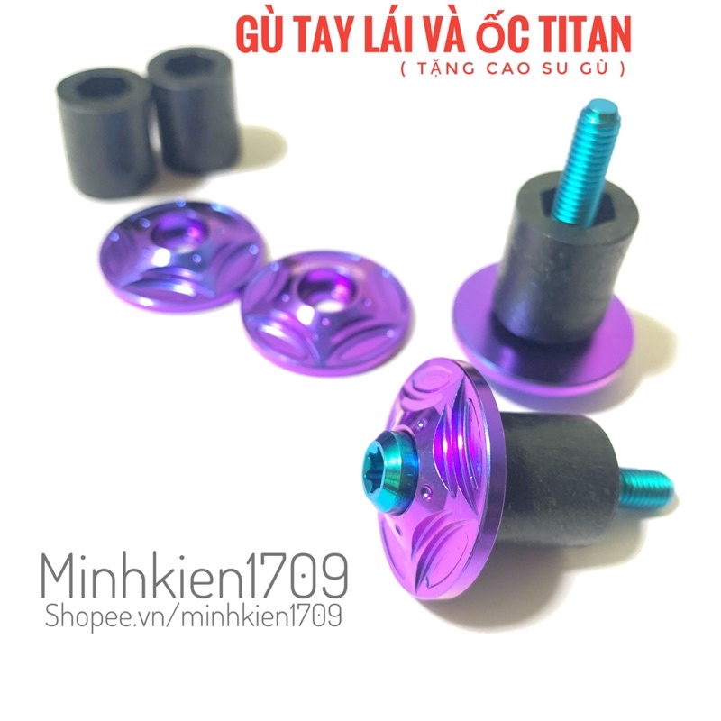 (GR5 XỊN) Combo Gù tay lái + ốc titan tặng cao su gù