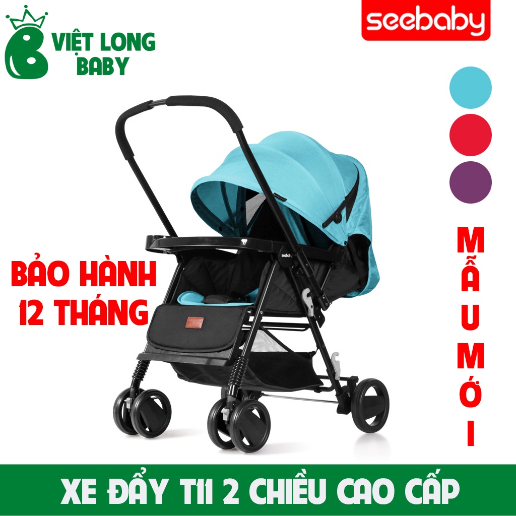 Xe đẩy trẻ em cao cấp 2 chiều Seebaby T11 có chống sóc (KÈM ĐỆM + MÀN CHE) BẢO HÀNH 1 NĂM