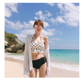 (Giảm giá)Đồ bơi, set bikini 2 dây đi biển mùa hè sexy kèm áo choàng mỏng - Ảnh thật sexy