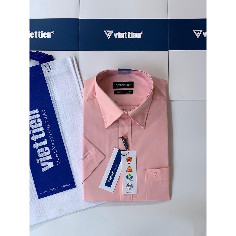 [Chính hãng] Áo sơ mi Việt Tiến trơn tay ngắn, áo sơ mi công sở giảm giá sốc