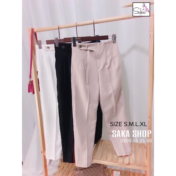 Quần baggy nút bọc phía sau lưng thun vải tuyết mưa dày dặn