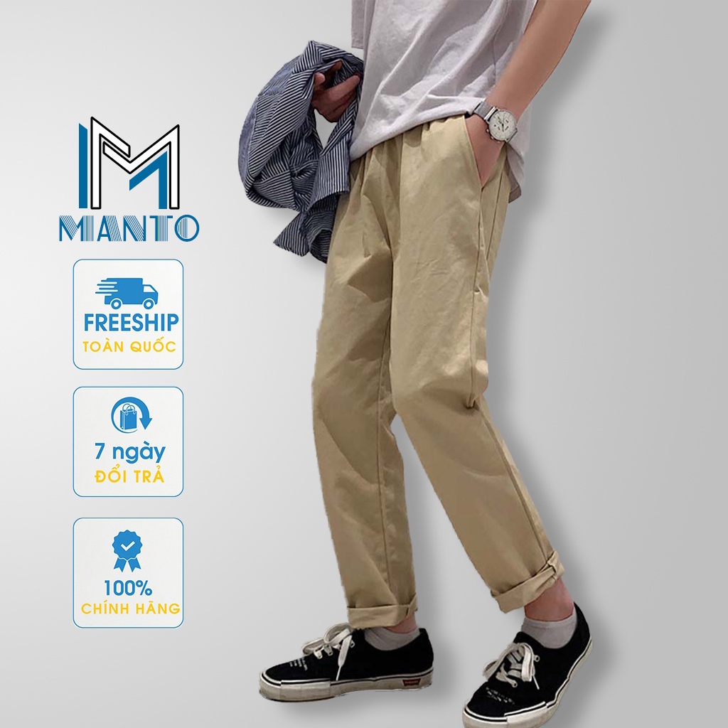 Quần Baggy Nam Nữ KAKI Ống Suông Unisex - Kiểu quần kaki đen và be tan MANTO QD05