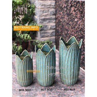 Lọ hoa sen men hoả biến - lọ hoa trang trí, lọ hoa gốm Bát Tràng