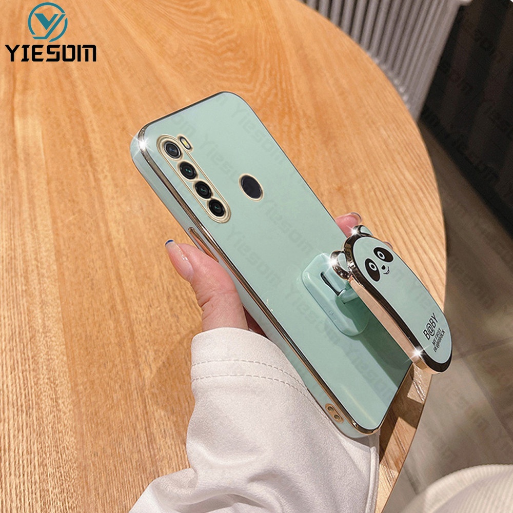 Ốp Điện Thoại Silicon Dẻo Viền Vuông Mạ Màu Kèm Giá Đỡ Hình Vuông Cho Xiaomi Redmi Note 8 8T 7 5 Pro Redmi 7 5 Plus