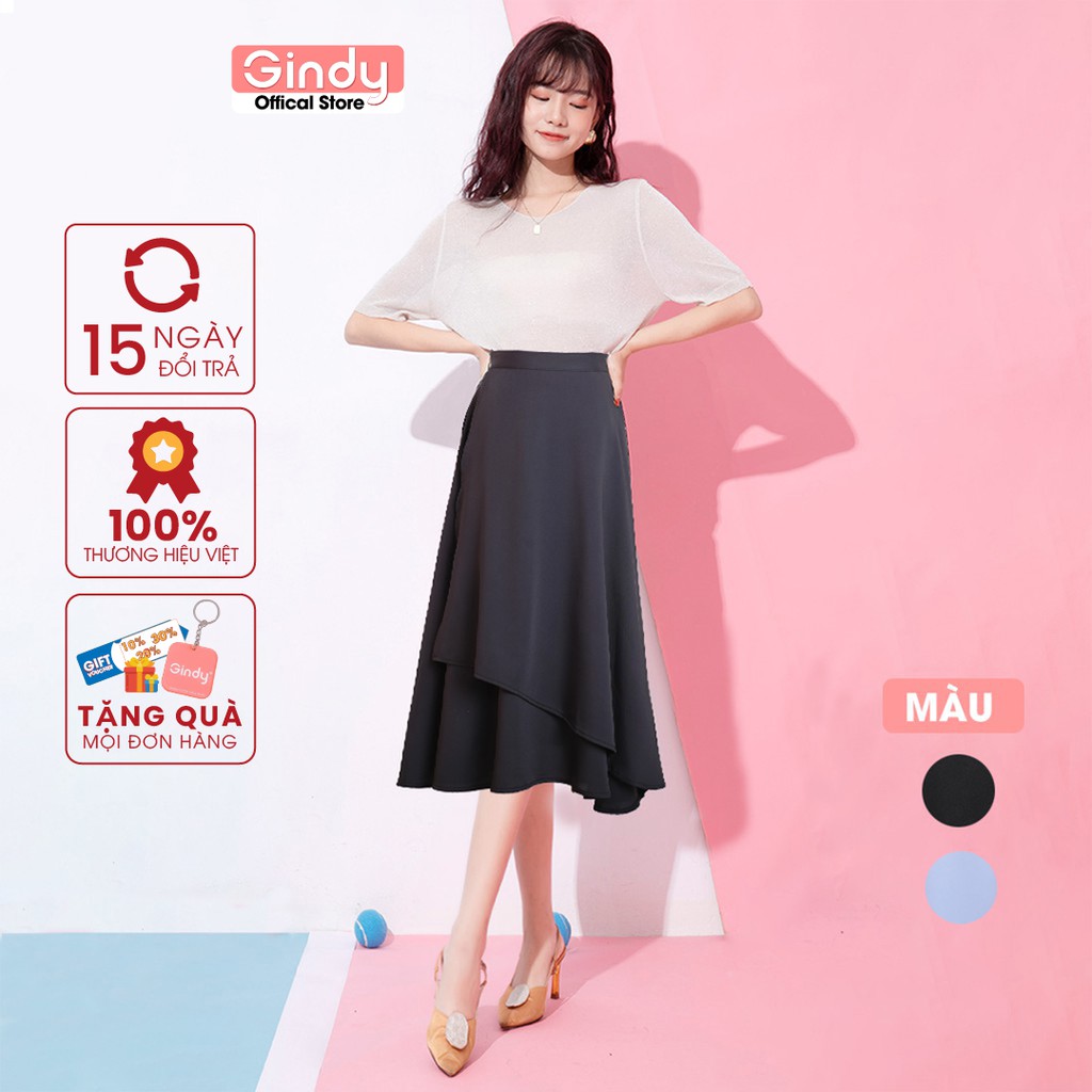 Chân váy dài GINDY cánh tiên lụa thời trang công sở thanh lịch hàng thiết kế V10116