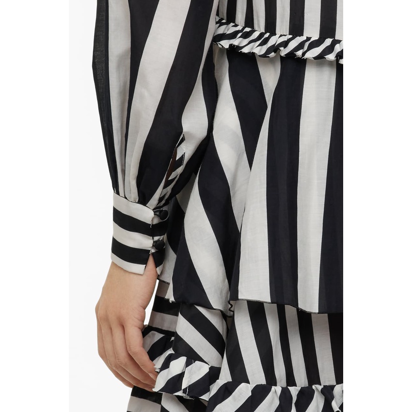 Zara Morocco full tag - Đầm Zara phối kẻ đen trắng mà vẫn nữ tính DK07SVG76N10