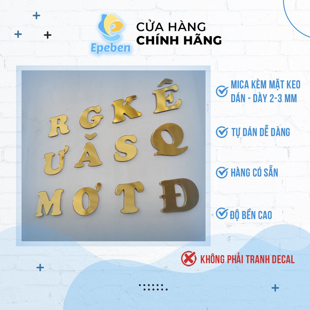 Đặt Làm Chữ Mica Làm Logo Dán Tường Dày 2mm 1 Mặt Mica 1 Mặt Keo Cao 5->30cm Font UTM Cooper Black