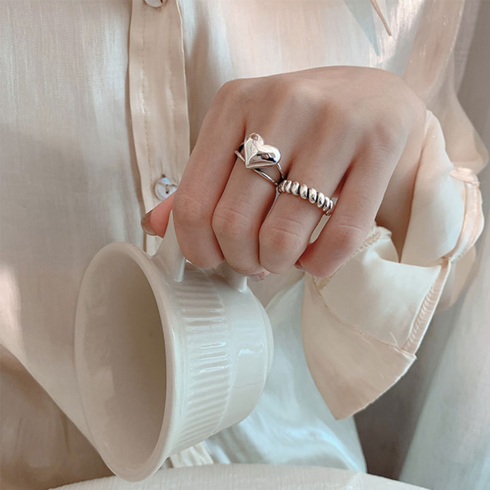 Nhẫn kim loại hình trái tim dành cho cặp đôi