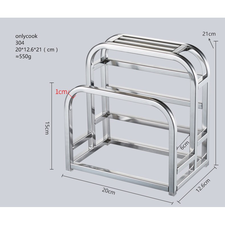 Kệ dao thớt Inox 304 - Onlycook - 21x12.6x20cm