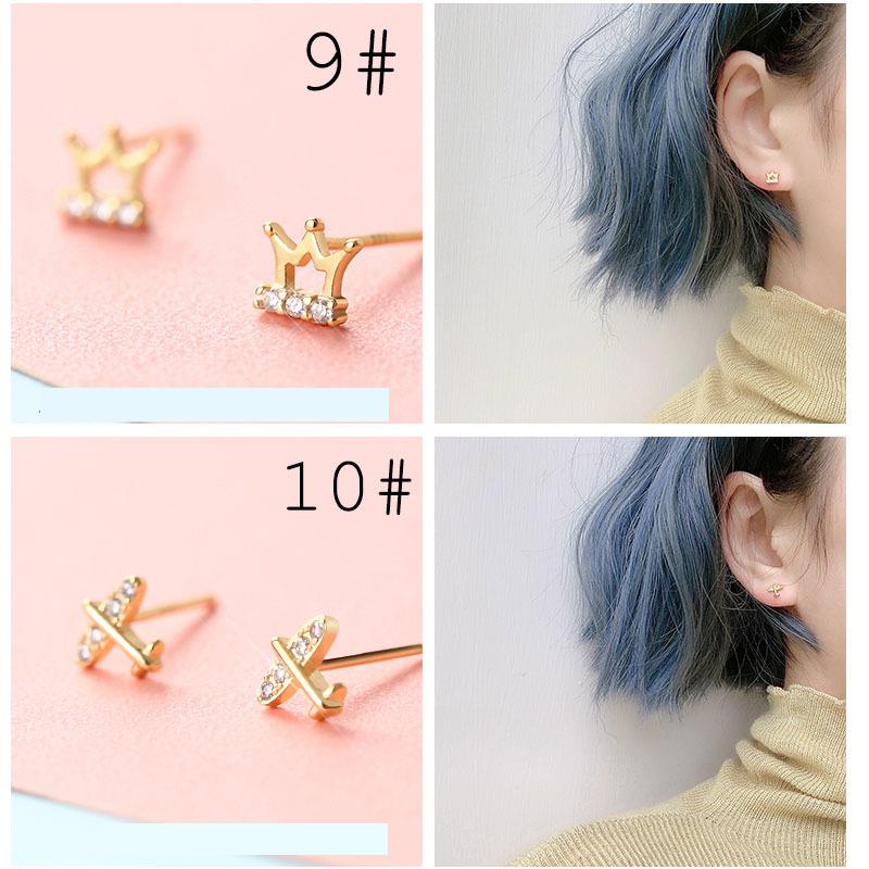 Đôi Bông Tai Mạ Bạc 925 Hình Trăng Sao Nạm Đá