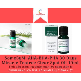 [CÓ TEM CTY] SOME BY MI 30 Days Miracle Tea Tree Clear Spot Oil 10mL - Tinh Dầu Tràm Trà Làm Giảm Mụn và Ngăn Ngừa Mụn