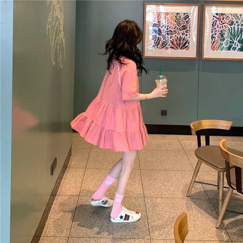 Đầm SUXI tay ngắn in họa tiết đáng yêu trẻ trung dành cho nữ