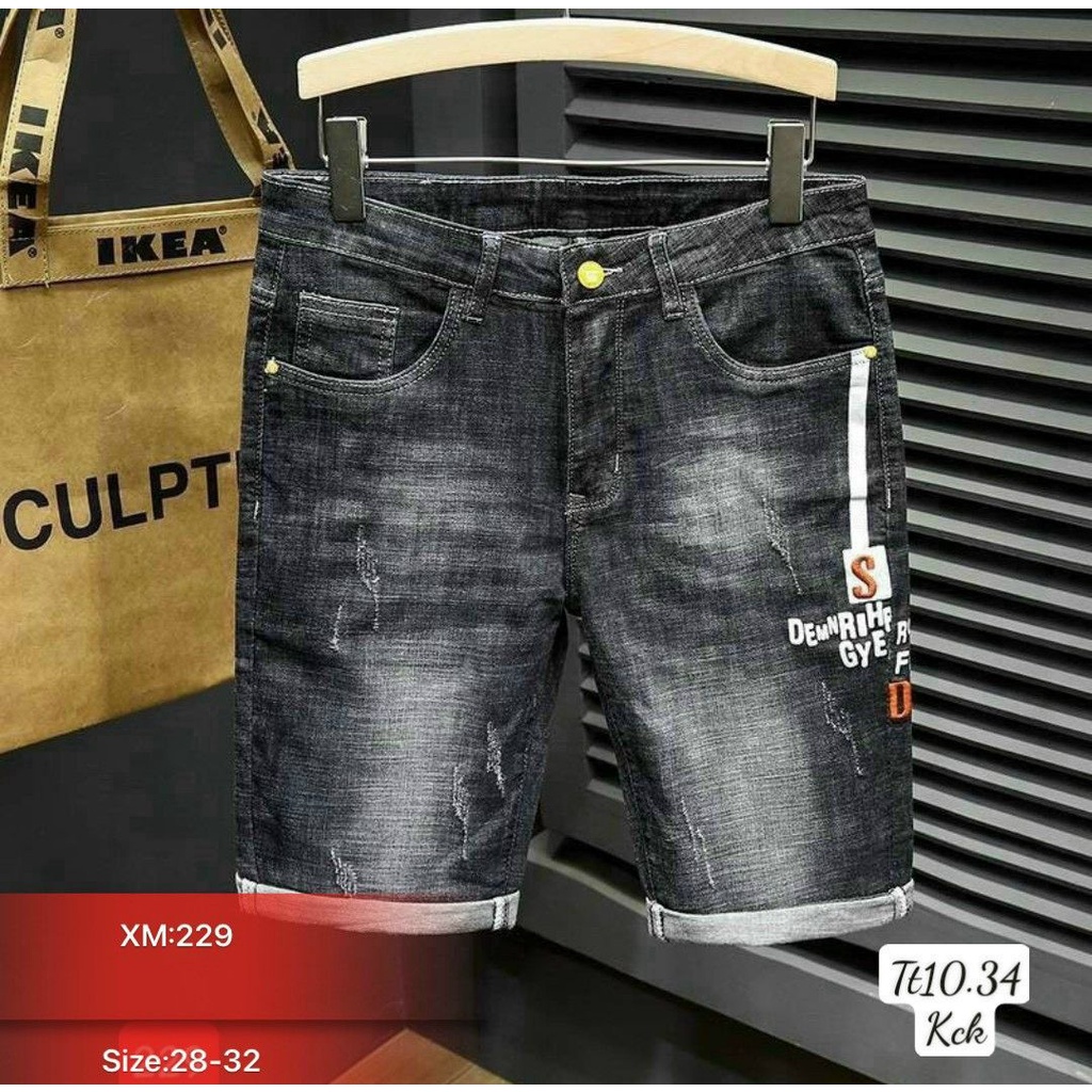 Quần short jean nam CAO CẤP vá da chất jean co dãn mẫu mới hot trend
