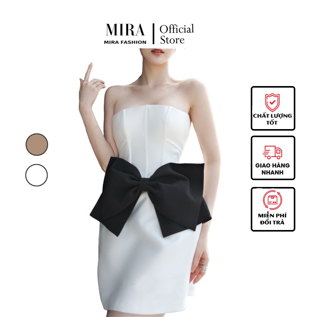 Váy Hai Dây Phối Nơ Eo Vải Kaki Đầm thiết kế dự tiệc cao cấp - MIRA Fashion