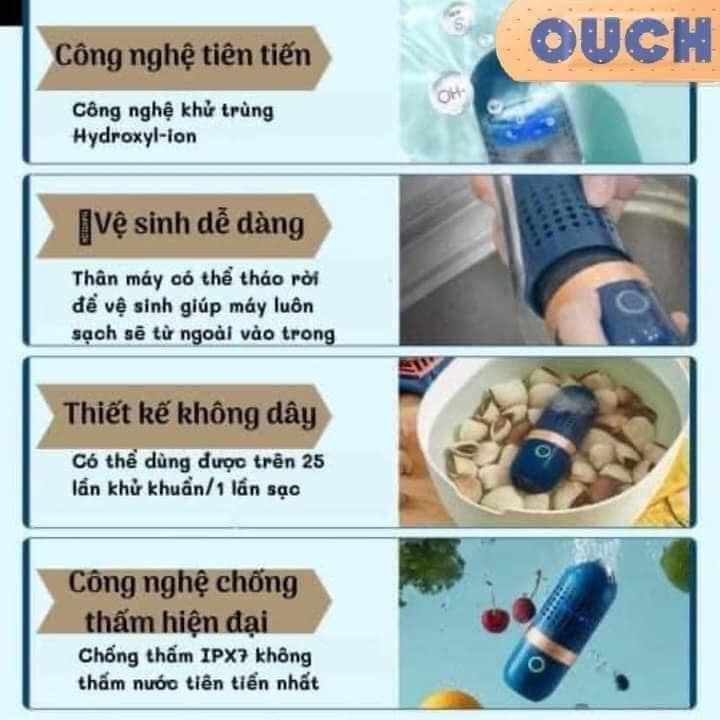 Máy khử trùng, tiệt trùng thực phẩm - Máy rửa trái cây, rau củ quả, thịt, cá - Loại bỏ dư lượng thuốc bảo vệ thực vật