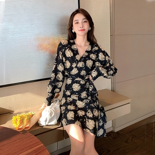 Đầm voan hoa tay dài thời trang dành cho nữ