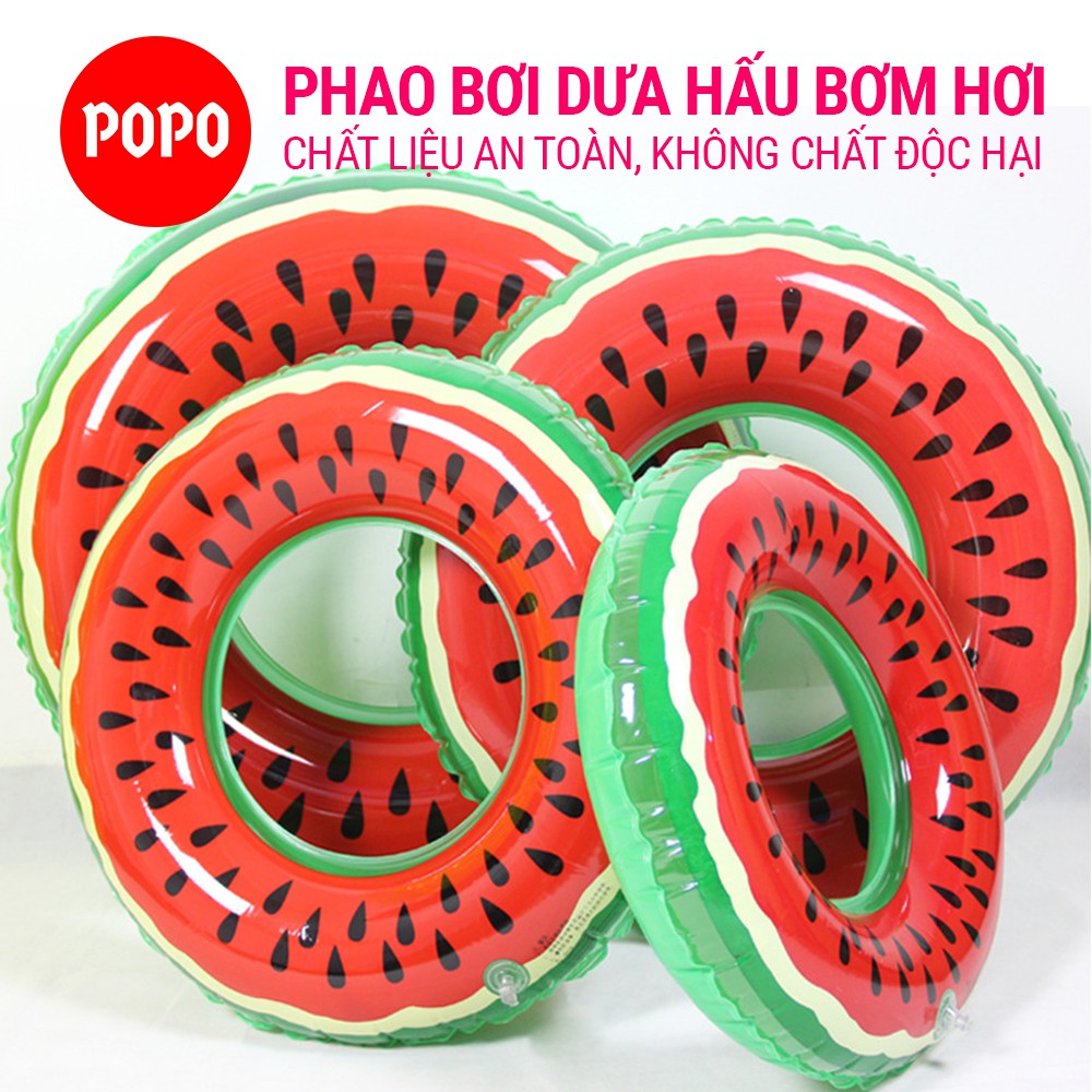 Phao bơi  bơm hơi tròn dưa hấu chất liệu dầy dặn, hoa văn đẹp mắt, kích cỡ đa dạng phù hợp mọi lứa tuổi POPO