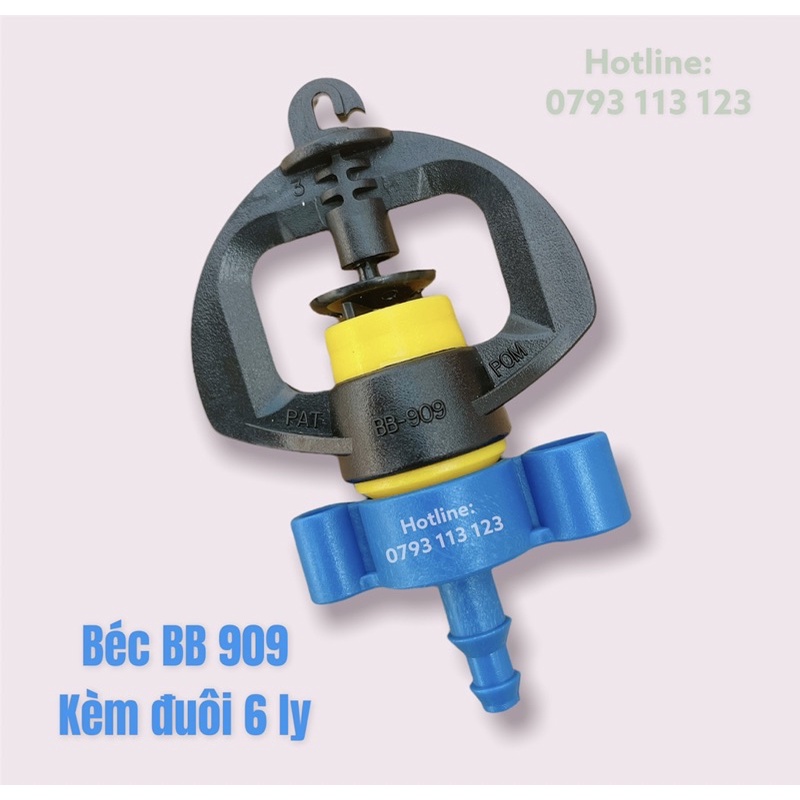 Béc tưới nhỏ phun 360 độ BB 909 ren ngoài 17 ly, sử dụng trong hệ thống tưới tiêu, hoa màu, cây ăn trái