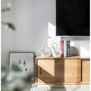 Mô hình Thiên Nga bằng gốm sứ trang trí TTN97 - Jassi Decor