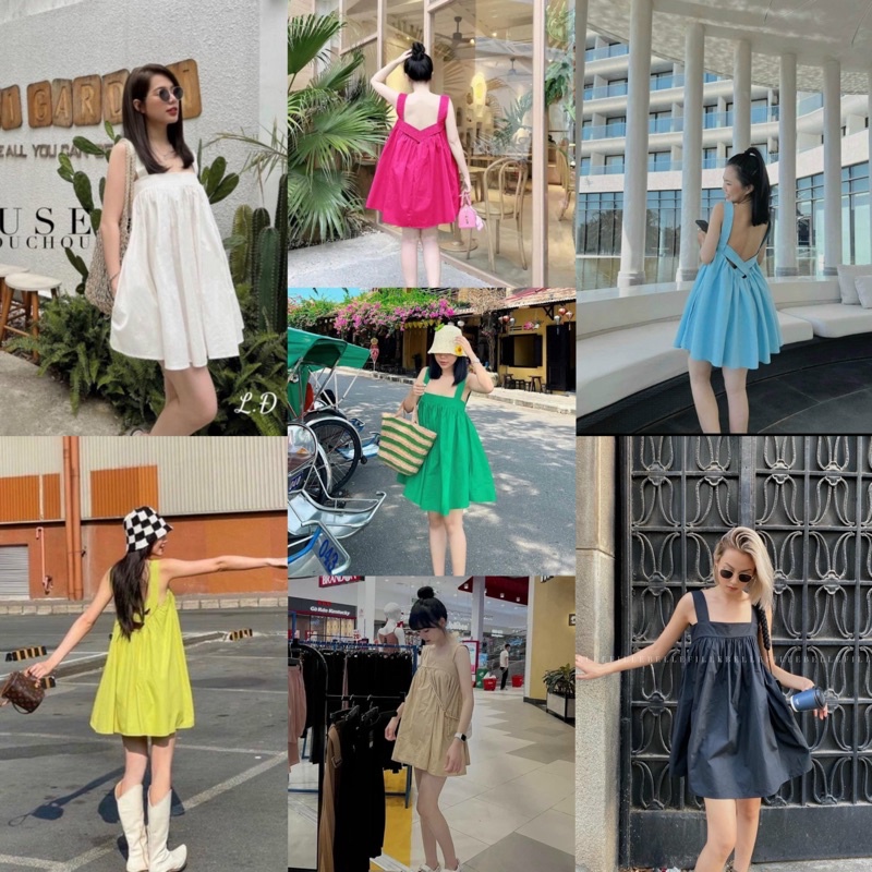 Áo babydoll hai dây hở lưng- Đầm babydoll hở lưng shop chụp cận chất
