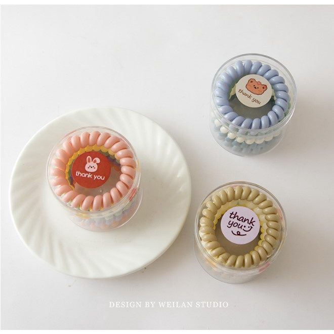 Hộp 5 Dây Chun Cột Tóc Lò Xo Xoắn Màu Pastel Xinh Xắn Thời Trang Cho Nữ