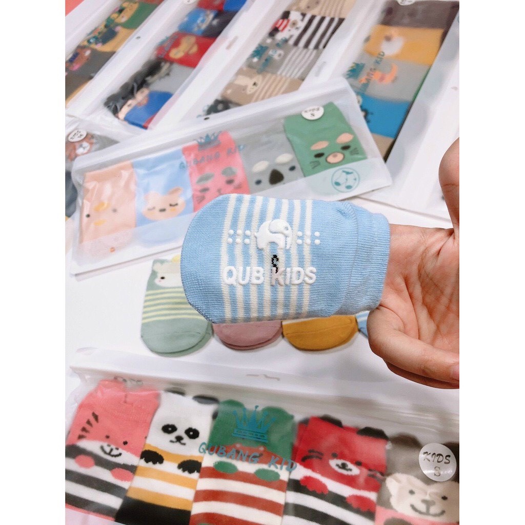 Tất Hàn cổ trung poly SBD Kids tai mèo có chống trượt cho bé Trai Gái