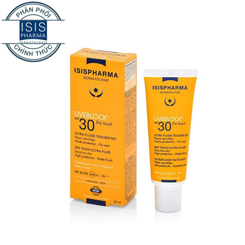 Kem chống nắng dạng lỏng cho da dầu Isis Pharma Uveblock SPF 30+ Dry Touch