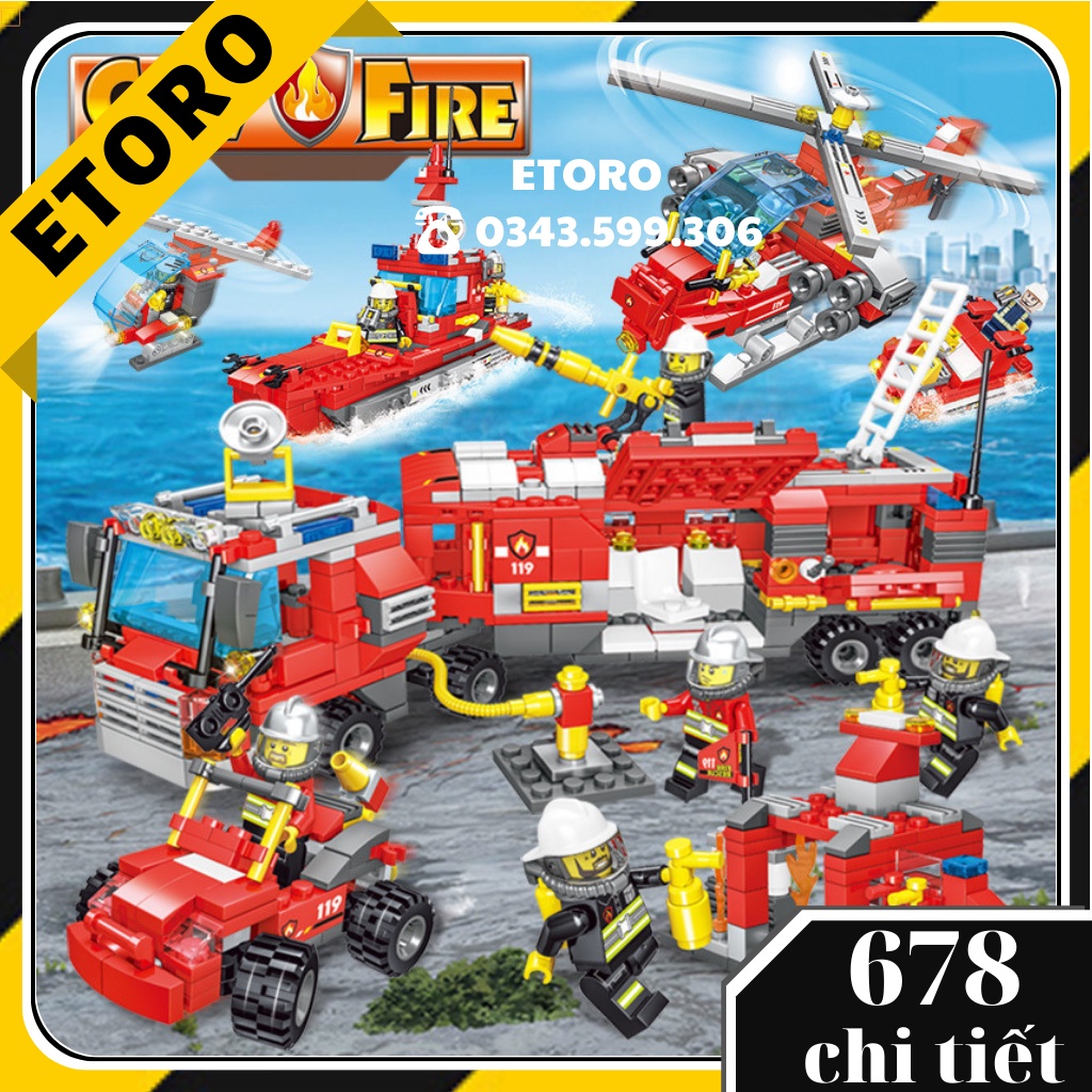 Đồ chơi xếp hình LEGO Cảnh Sát Cứu Hỏa Đặc Nhiệm SWAT, Robot, Máy Bay, Trực Thăng Dành Cho Bé