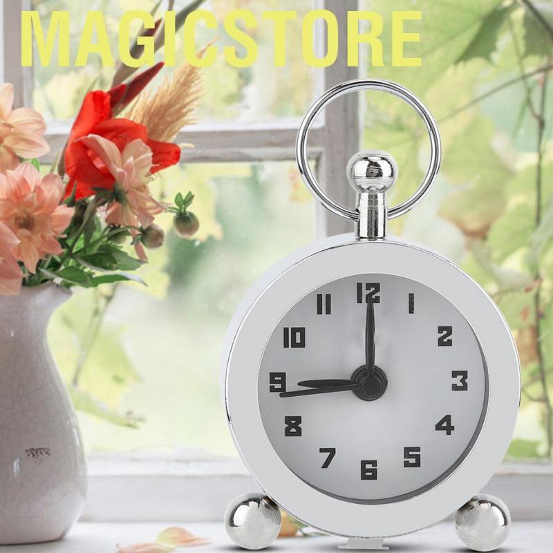 Magicstore Metal mechanical hand-winding alarm clock with mini Silent and digital for room time mana