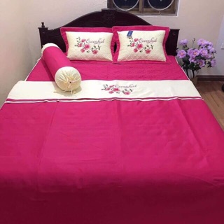 Set Chăn Ga Cưới 7 Món Satin Cao Cấp
