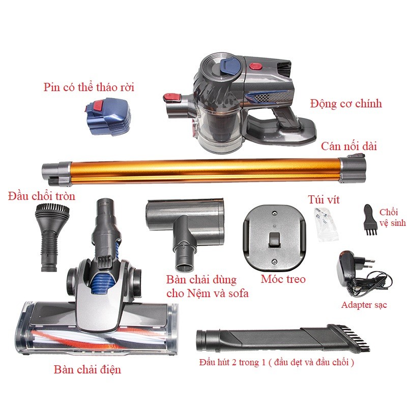 Máy Hút Bụi Cầm Tay Không Dây ZEK-K7 Pin Rời Hút Bụi Gia Đình Giường Nệm Xe Hơi + Tặng 1 Bộ Lọc Hepa