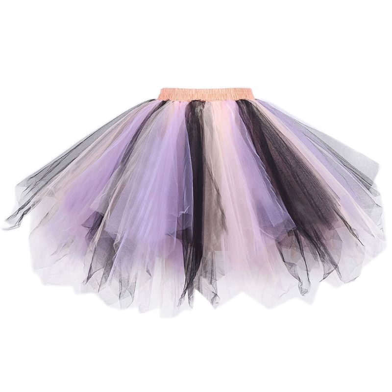 wit♣ Women Kids Contrast Colorful Irregular Tutu Skirt Tulle Ballet Dance Stage Wear