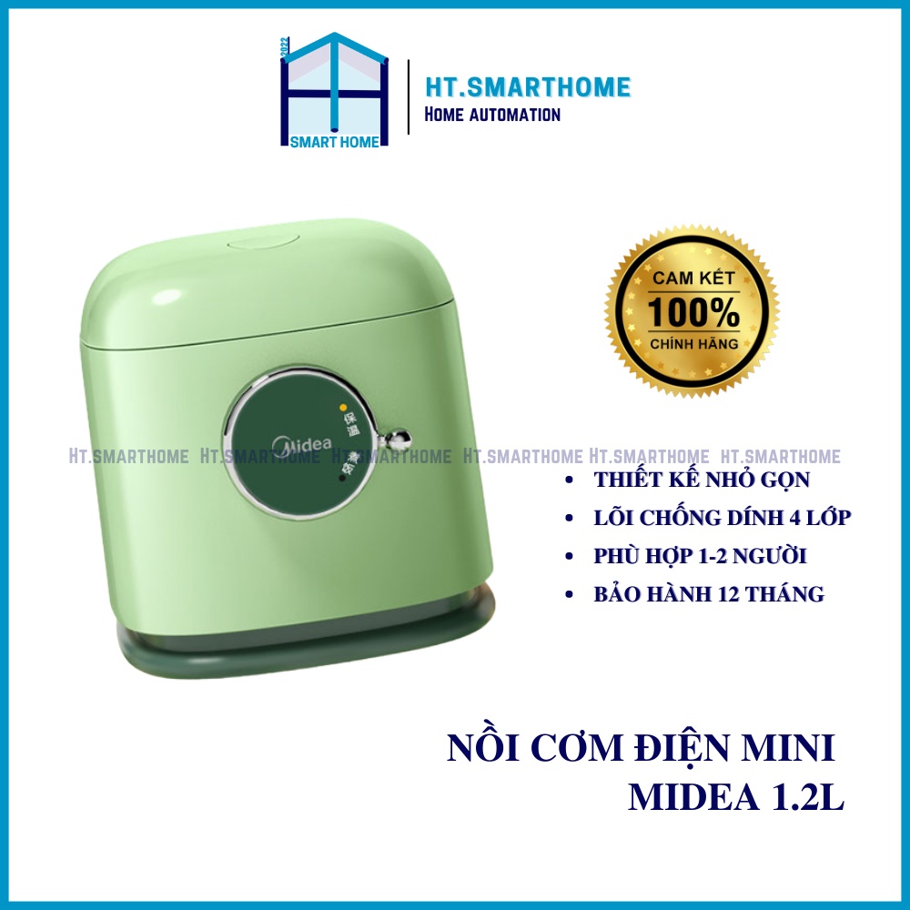 Nồi cơm điện nút gài đa năng mini Midea 418C -  Dung tích 1.2L phù hợp cho gia đình nhỏ, kiểu dáng cổ đển