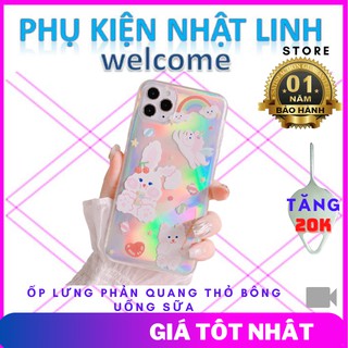 Ốp Lưng iphone - Ốp Lưng Phản Quang Thỏ Bông Uống Sữa 6/6s/6 plus/6s plus/7/8/7plus/8plus/xs/xsmax/11/11promax-CD5