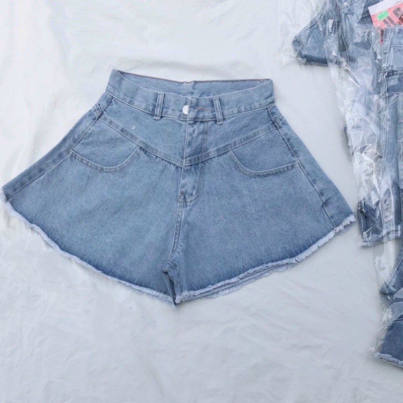 [HOT+VOUCHER]Quần Jeans Nữ Aiori Quần Short Jeans Lưng Cao Dáng Xòe Sooc Bò Jean Ống Rộng Phong Cách Ulzzang Cực Xinh
