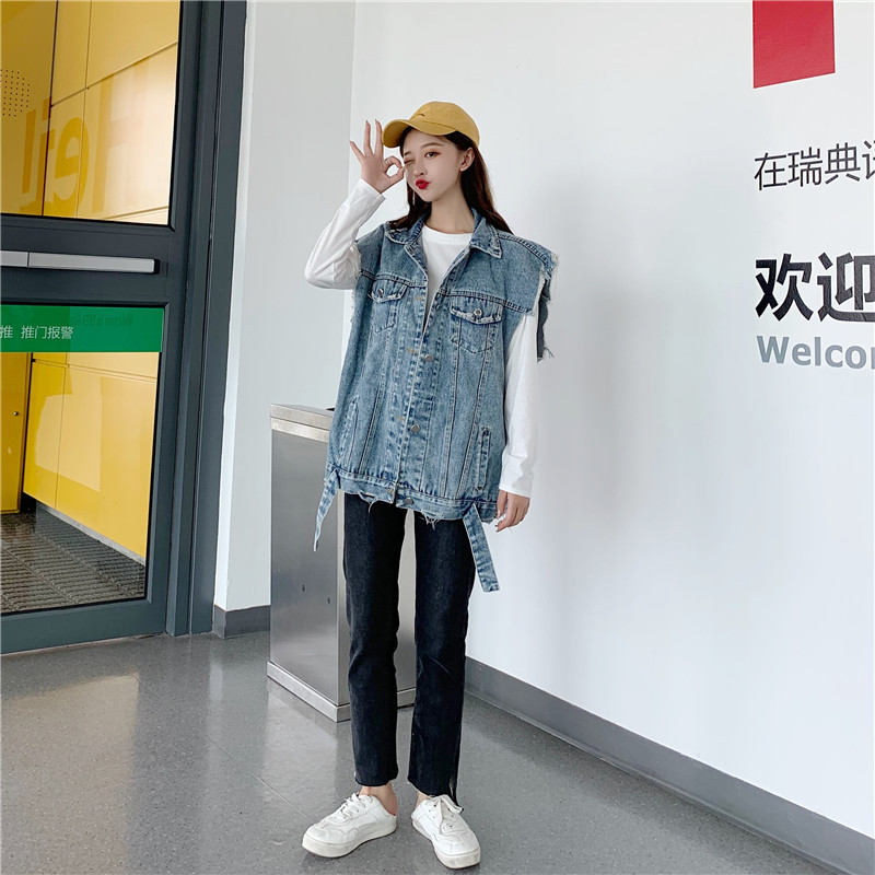 Áo Khoác Denim Không Tay Phong Cách Hàn Quốc Cho Nữ