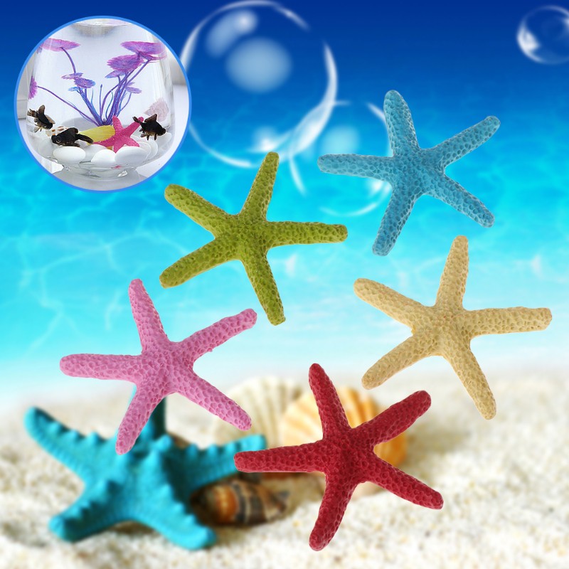 Bộ 5 con sao biển nhân tạo bằng nhựa resin dùng để trang trí bể cá cảnh