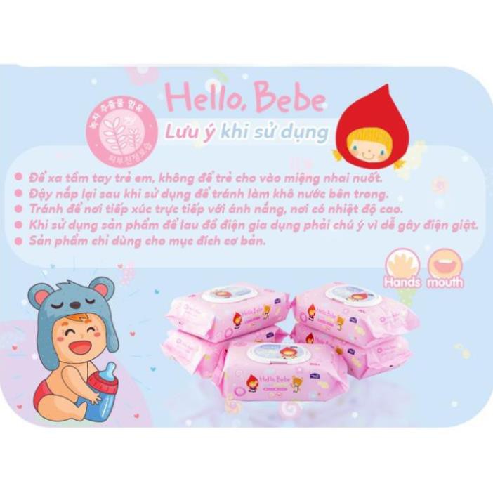 [LOCK&amp;LOCK CHÍNH HÃNG] Khăn giấy ướt  HELLO BEBE ( 10 MIẾNG, 20 MIẾNG VÀ 80 MIẾNG), sản xuất tại Hàn Quốc